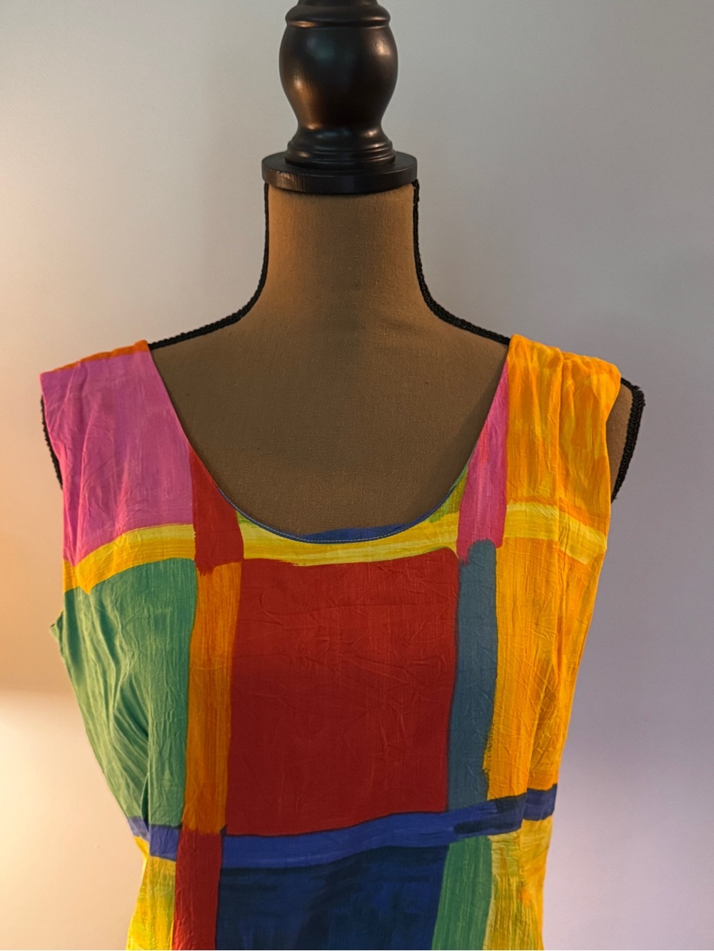 Jams World Bright Multicolor Block Print Sleeveless Mini Dress - Picture 2 of 15